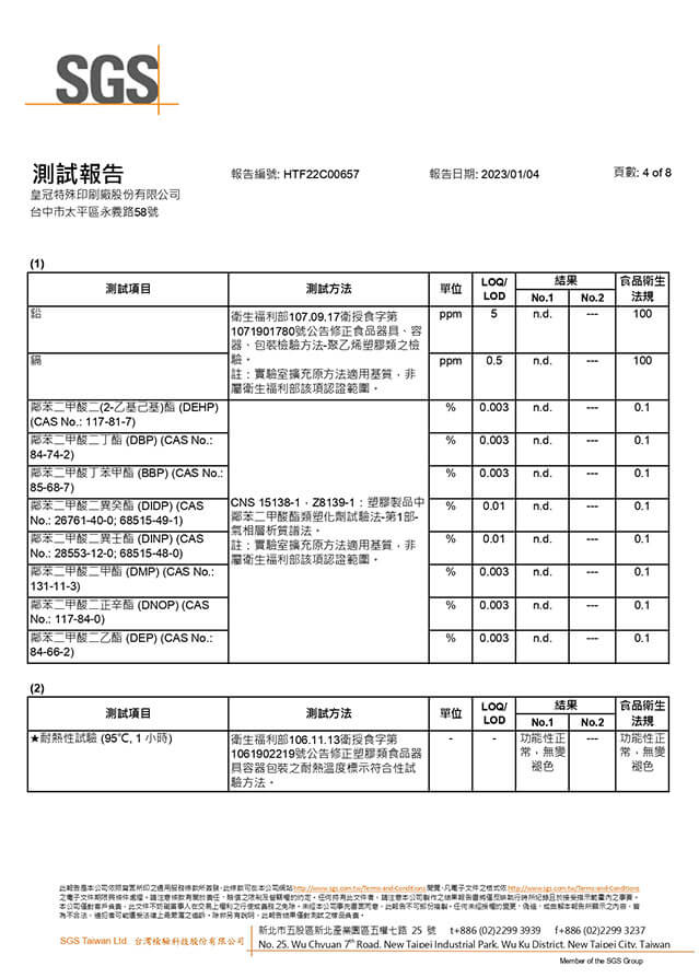 SGS 檢驗報告