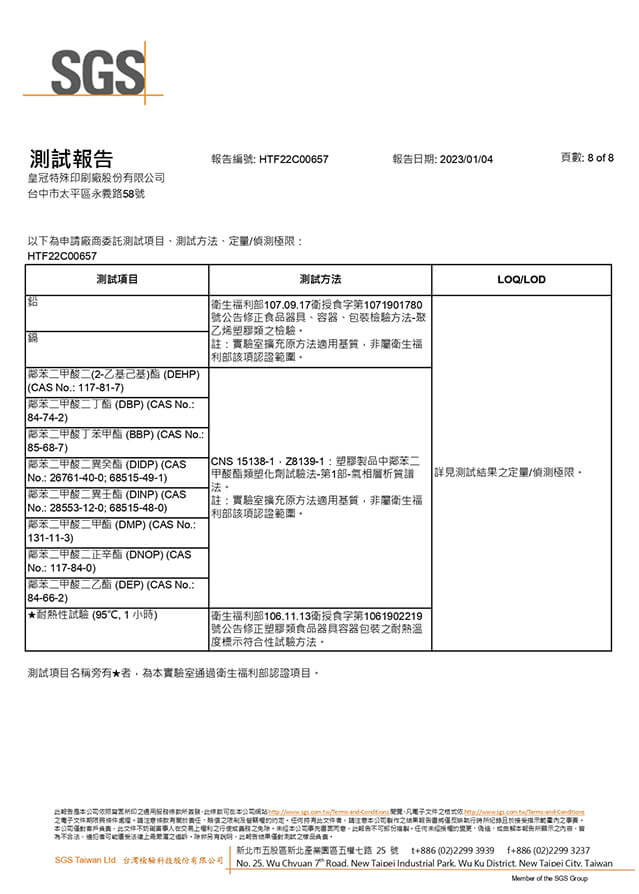 SGS 檢驗報告
