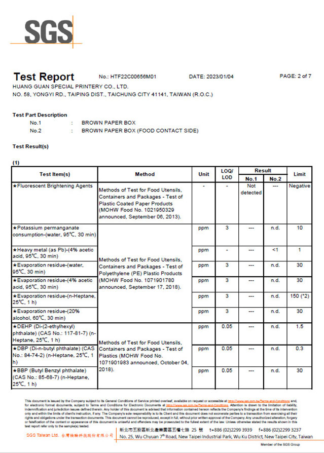 SGS Kraft Paper Test Report 2